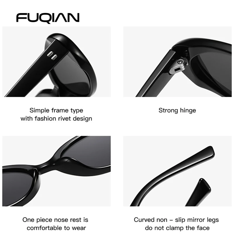 Luxury Cat Eye Sunglasses Women Retro Oval Black Sun Glasses Ladies Fashion Small Driving Shades Outdoor Eyeglasses UV400