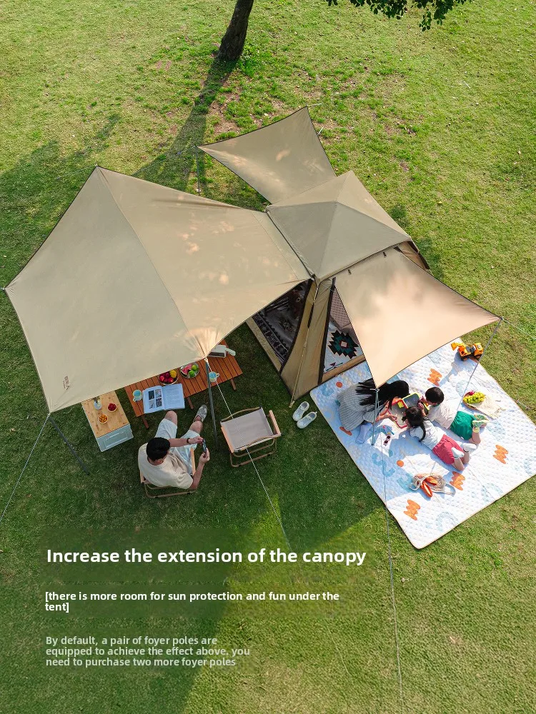 

Primitive tent outdoor camping overnight folding portable canopy 2-in-1 automatic camping full set of equipment