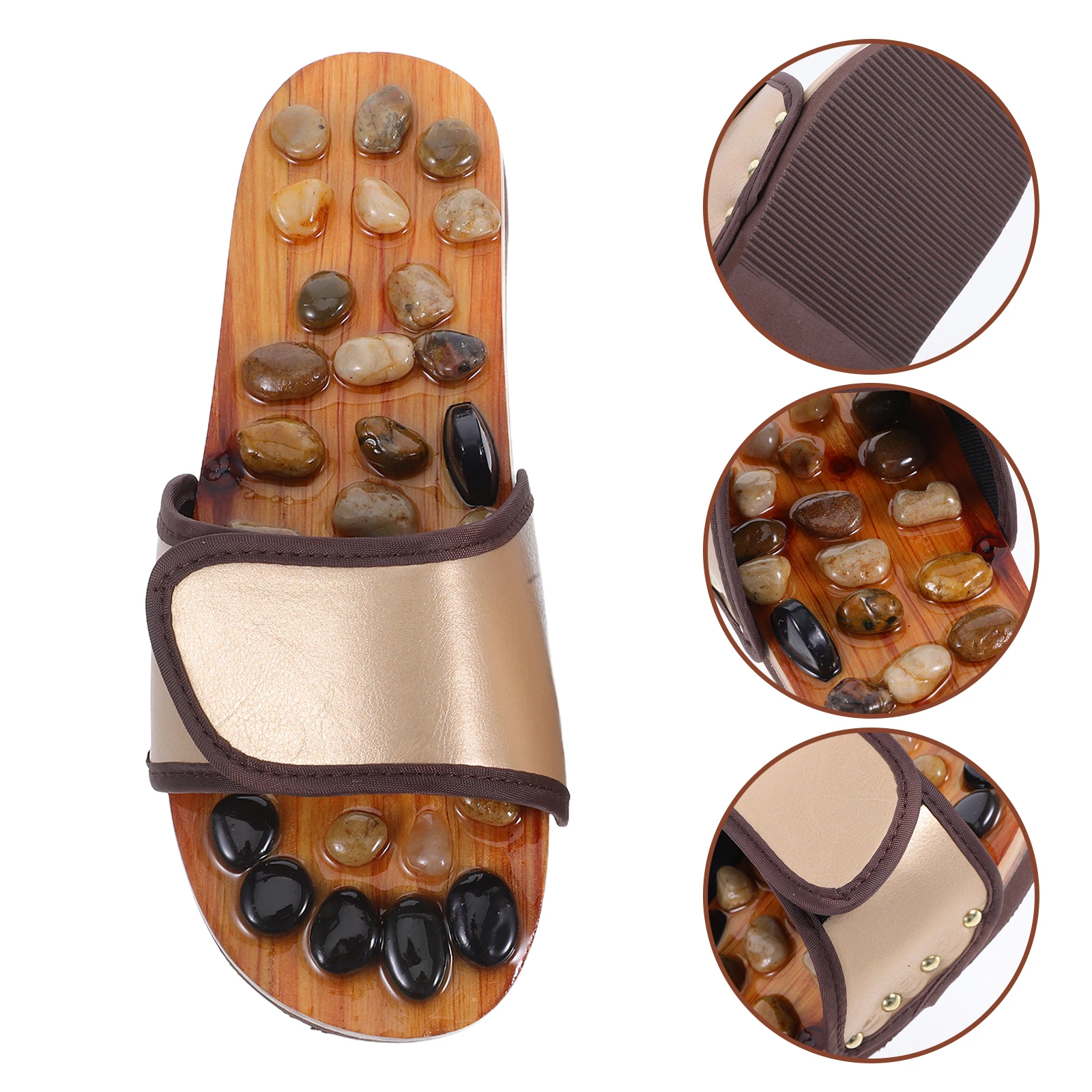 

Foot Acupoint Massage Slippers Pebble Brown Size 39-40 Therapeutic Footwear for Home Office Outdoor Foot Circulation Stimulation