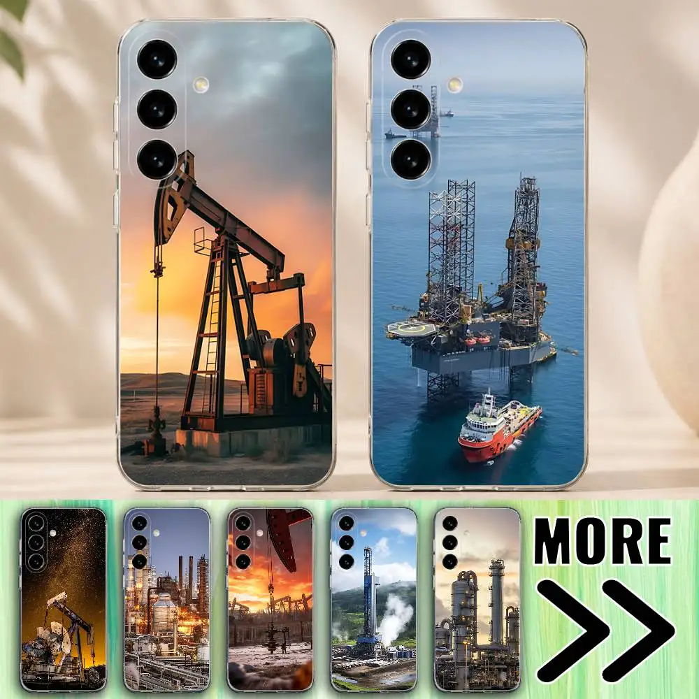 Pumpjack Oil Gas Drilling Industry Phone Case for Samsung Galaxy A71 70 52 51 31 30 A30S 21S A12 A10 Transparent Cover