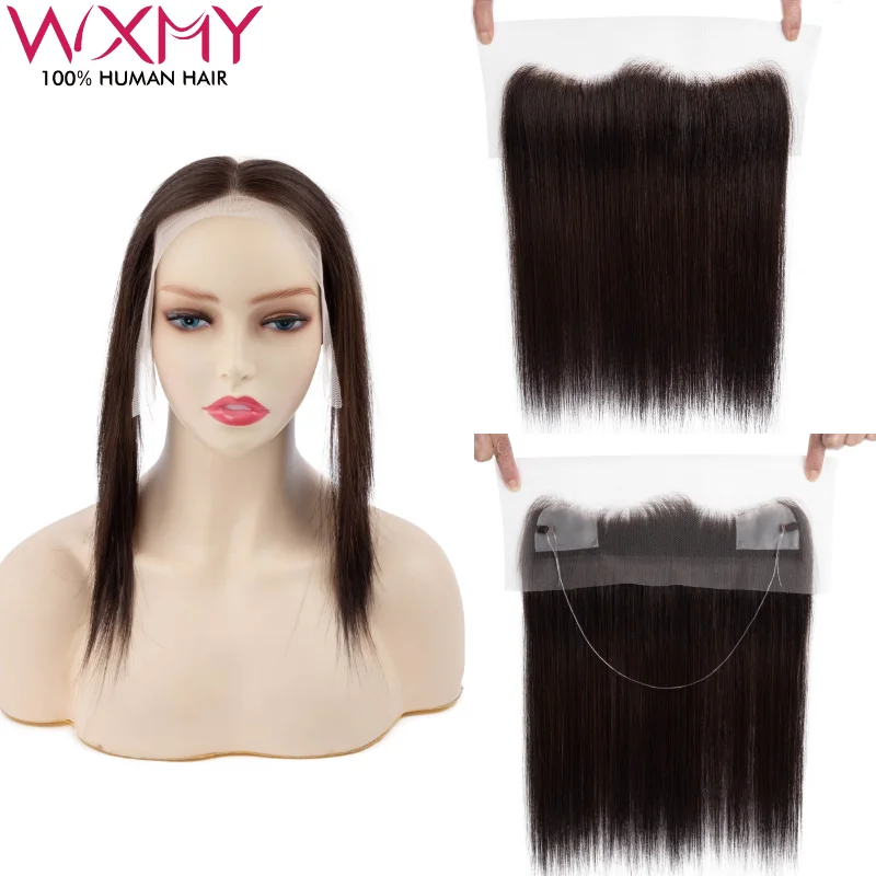 

Накладка для волос из натуральных волос с полным кружевным фронтом и регулируемой леской-основой для женщин, для увеличения объема волос