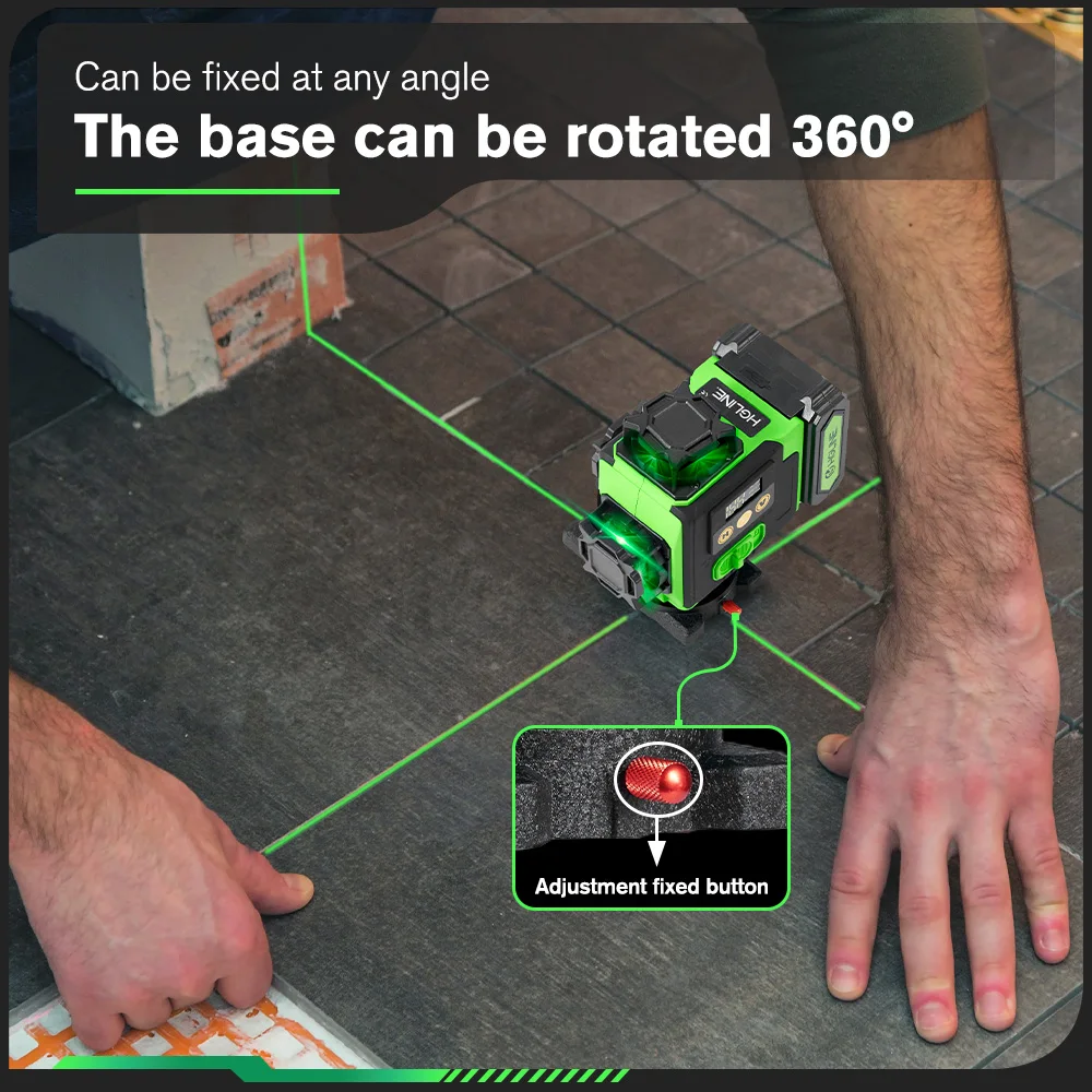 HGLINE 4D Livello Laser 16 Linee Macchina di Livello Girevole Ricaricabile 360 Strumento di Livellamento Automatico Verde Con Telecomando APP