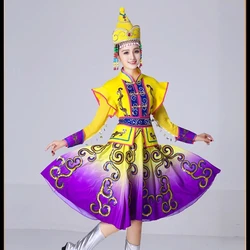 New Chinese traditional Mongolian dance costume adult female square dance long dress national Inner Mongolia performance costume