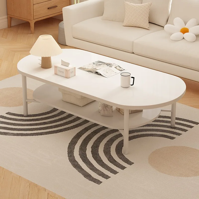 Small Apartment Living Room Coffee Table Oval Shape Cream Modern Sofa Side Table Coffee Table Center Table Home Sofa Tea Table