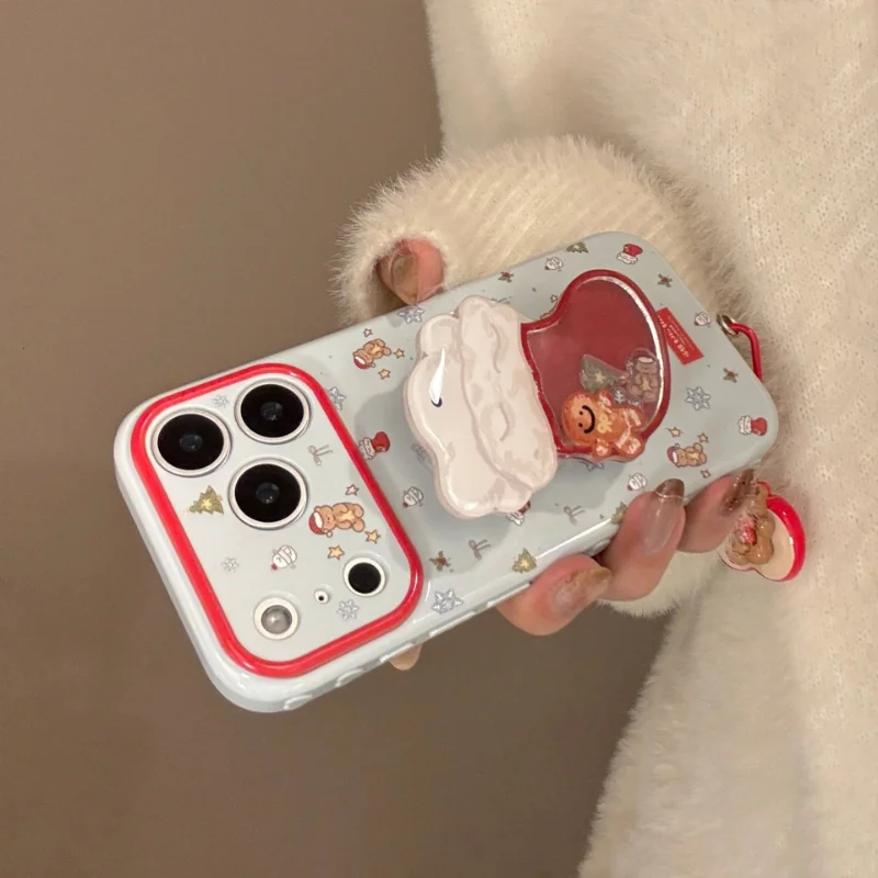 

Красные чулки, рождественские чехлы-качалки для телефонов для Iphone 17, совместимые с 16 15 14 13 Pro Max с подвеской в виде медведя, безопасная задняя крышка