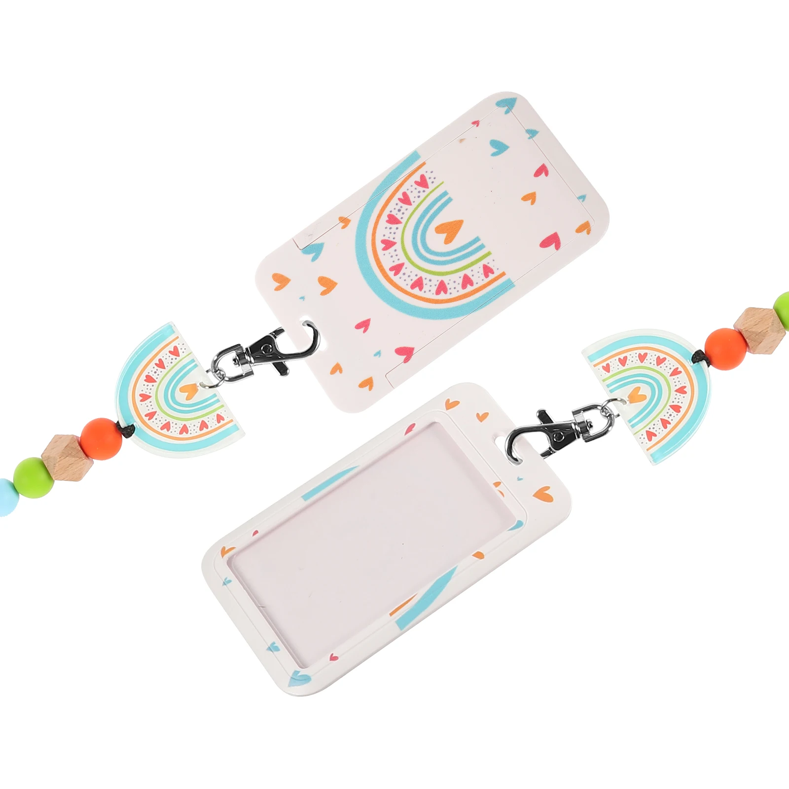 

ID Card Id Lanyard Badge Holder For Women Bohemian Style Rainbow 3 Lanyard Vertical Badge Cover Nurse Pouch Set Compact Size
