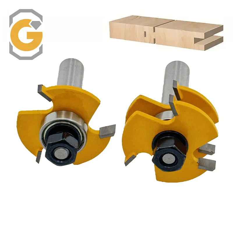 

2pcs Shank Joint Assemble Tongue Groove T-Slot Wood Woodwork Cutting Cove Router Bit Woodworking Milling Cutter Face Mill