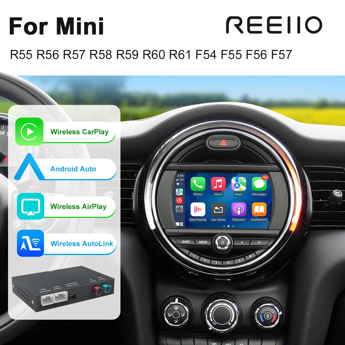 CarPlay sans fil Android Auto pour Mini R55 R56 R57 R58 R60 R61 F54 F55 F56 Clubman Countryman Cooper John Cooper Module Support