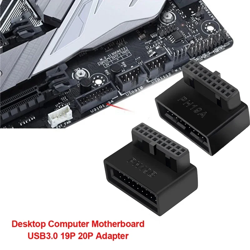 1-6Pcs USB 3.0 19Pin Male To Female 90 Degree Right Angle Converter Connector Data Extension Adapter For Desktop PC Motherboard