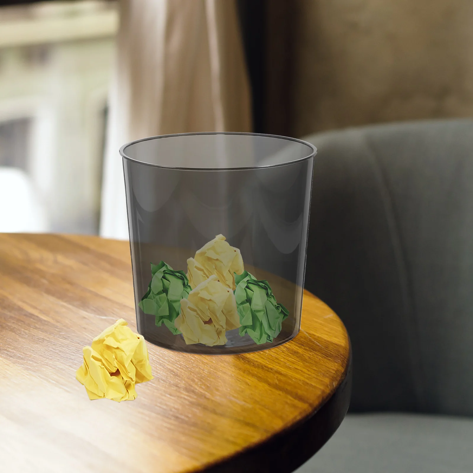 Transparent Trash Can Decorative Waste Storage Shelves Desk Mini Bucket Plastic Miniature Bin Office