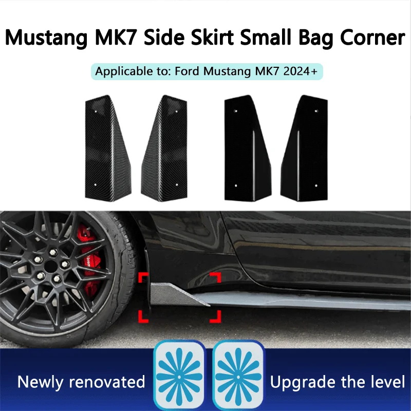 1Pair Black ABS Side Skirt Spoiler For Ford Mustang MK7 2024+Car Side Skirt Auto Exterior Modification Body Parts