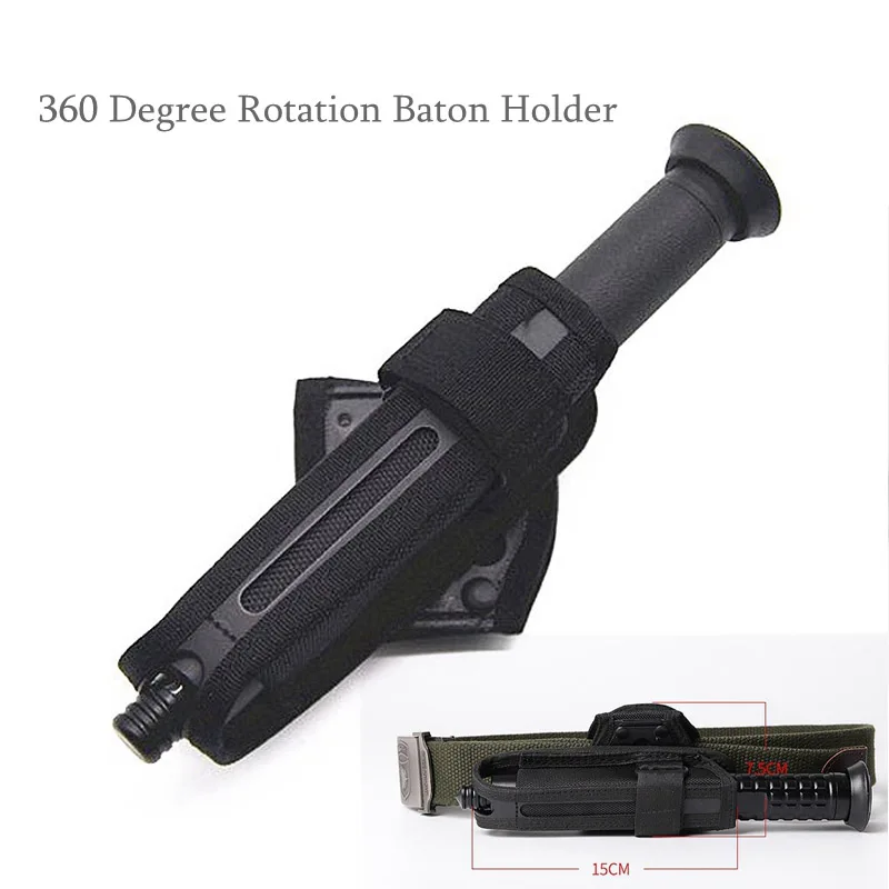 Tactical 360 Degree Rotation Baton Holder  Expandable Baton Holster Flashlight Pouch Bag Defense Hunting Accessories