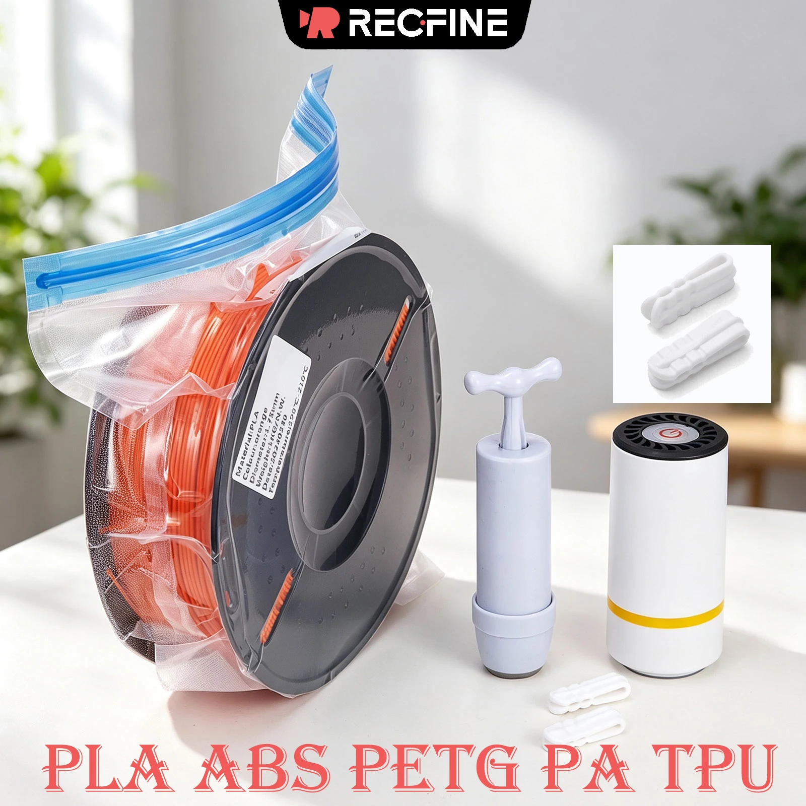3D Printer Filament Vacuum Storage Bag with USB Rechargeable Electric Air Pump, Airtight Sealing for 0.5-1KG PLA ABS PETG PA TPU