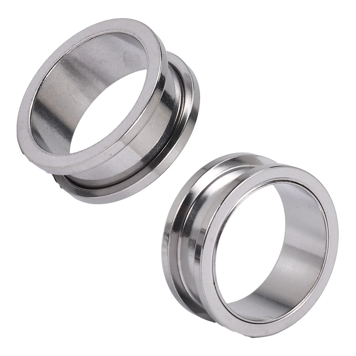 1 Pair Screw Fit Stainless Steel Ear Plugs Rings Flesh Tunnels Piercing Jewelry Steel Color, 22mm