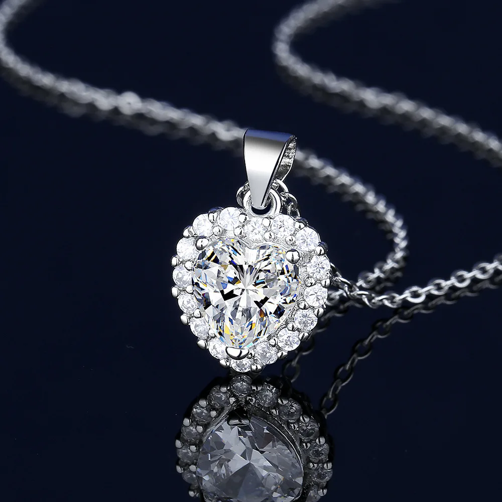 Queen Heart Lab Diamond Jewelry set 925 Sterling Silver Party Wedding Rings Earrings Necklace For Women Moissanite Jewelry Gift