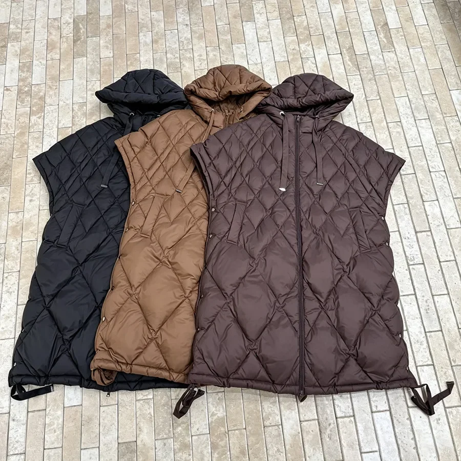 2026 Autumn and Winter New Women's Down Vest Hooded Long Oversized Vest