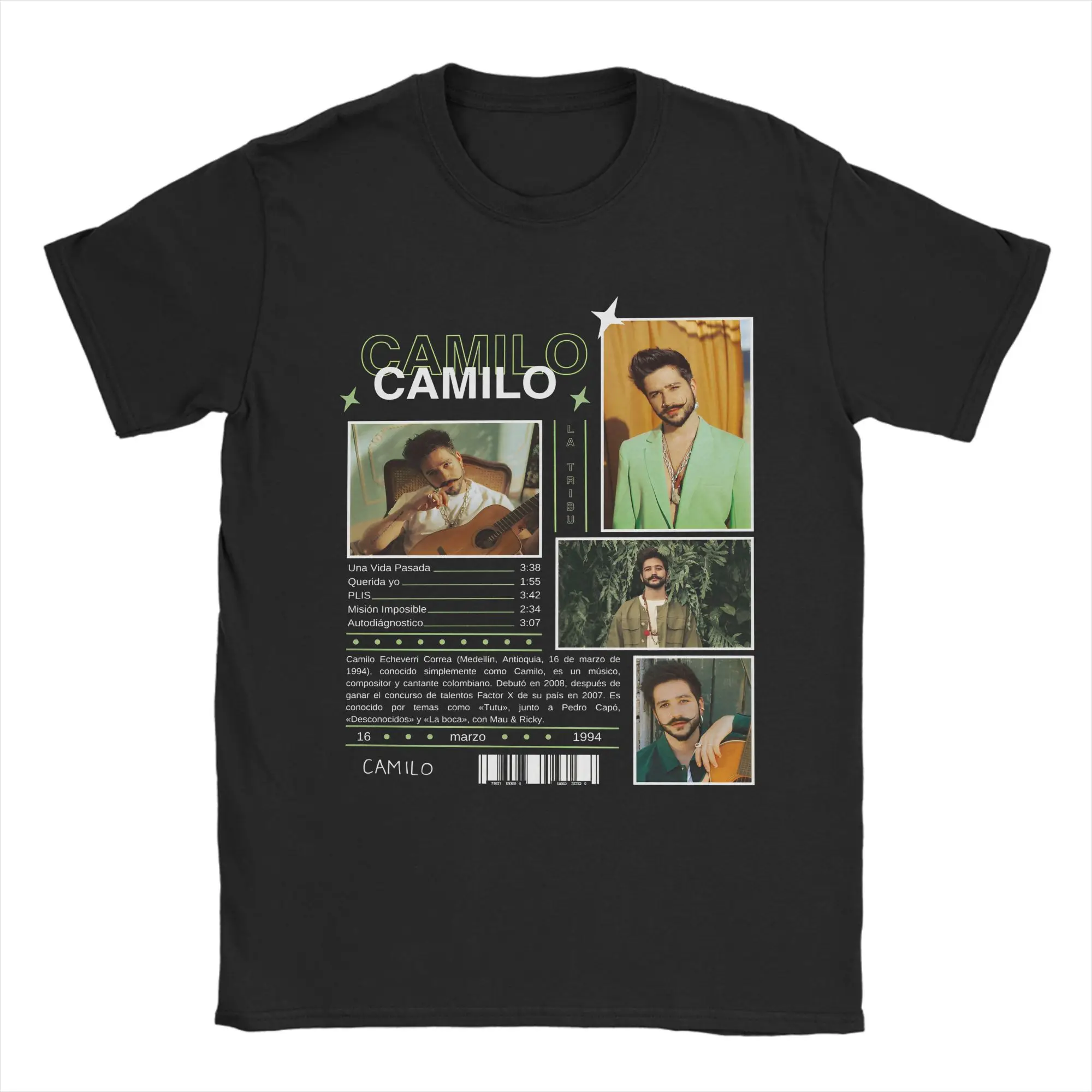 

Мужская футболка Rapper Camilo La Tribu Tour 2025 Футболки в стиле хип-хоп Летние футболки с принтом в уличном стиле Хлопковая одежда размера плюс 5XL