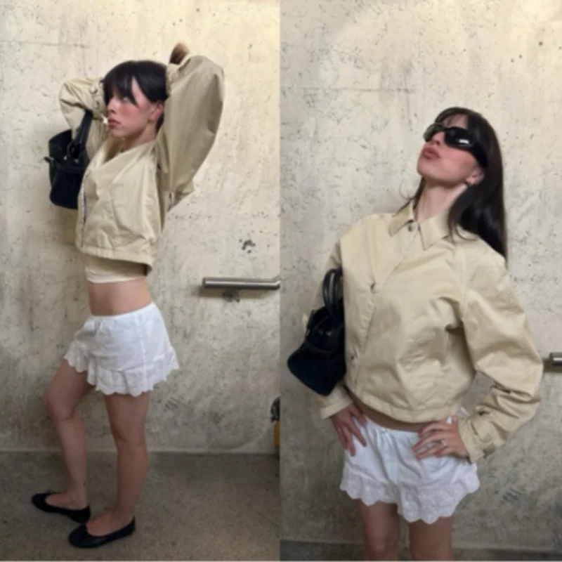 

Стильная двусторонняя куртка, повседневная шикарная универсальная женская короткая куртка в горошек, трендовая модная верхняя одежда, женская осенняя одежда