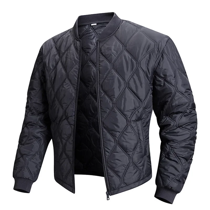 Gesteppte Herrenjacke Warme Winter-Steppjacke Parka Lässige Modische Oberbekleidung Wattierte Baumwollmäntel mit Stehkragen Herrenkleidung Top – Detail 10