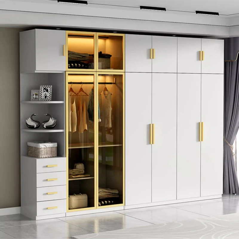 Armario de Dormitorio, Moderno, Minimalista, de Lujo, con Puerta de Vidrio, Guardarropa, Mueble para Ropa, Armario de Ropa, Muebles para el Hogar