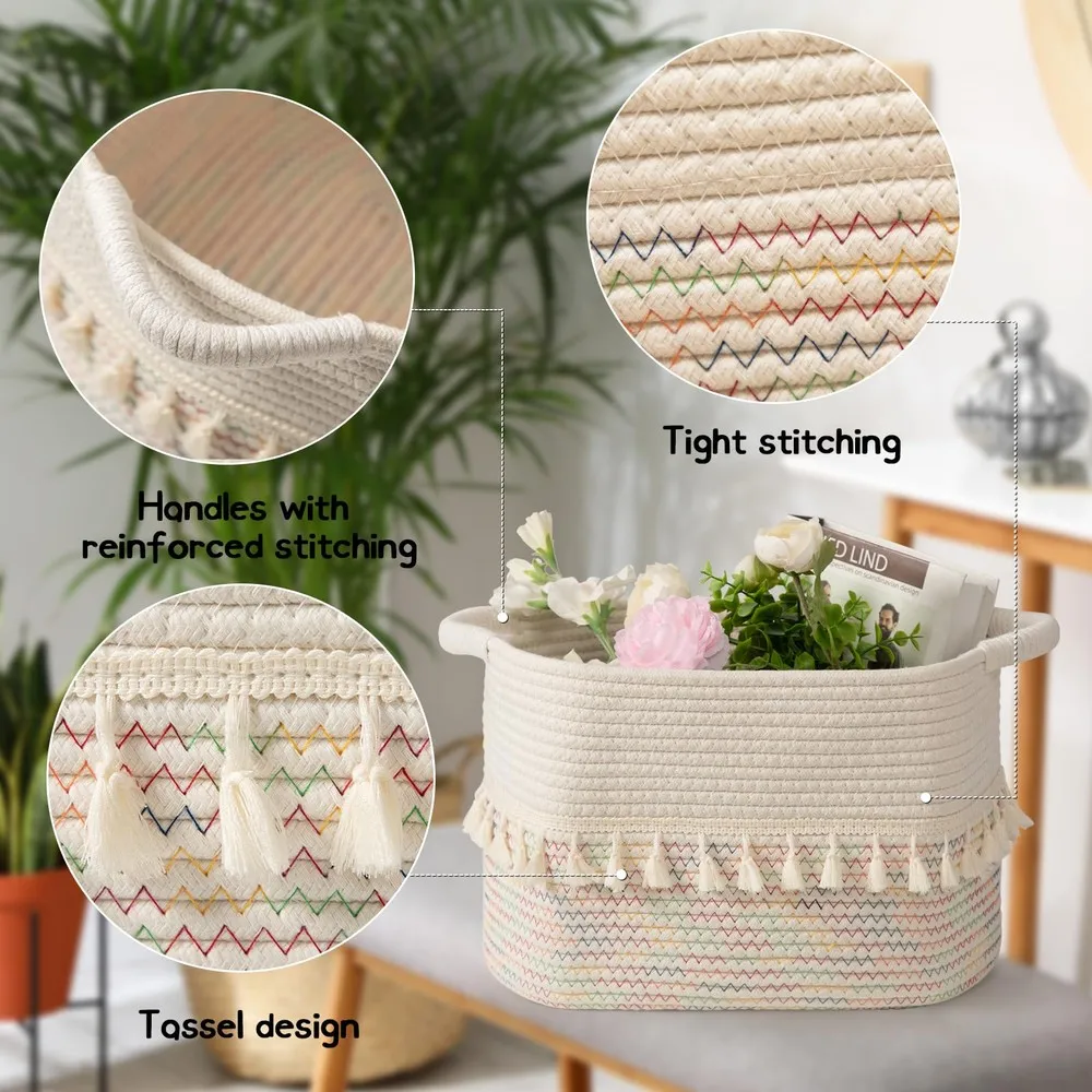 3-Pack Woven Cotton Rope Storage Baskets 7