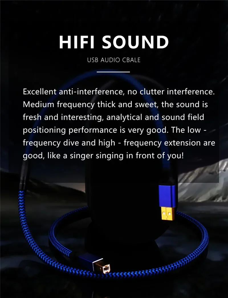 Hifi DAC USB Kabel Drucker High-End Typ A zu B Daten Audio Kabel 6N OCC Lautsprecher Draht für Decoder Soundkarte Mixer Blau 1M 3M 5M – Detail 4