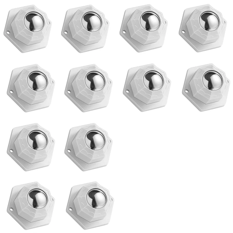 Mini Caster Wheels for Small Appliances, Self Adhesive Caster Wheels, Stainless Steel Rollers (12 PCS, White)