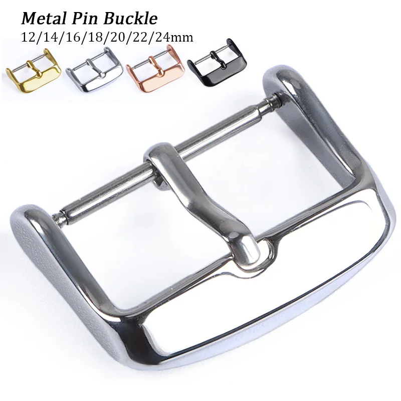 12mm 14mm 16mm 18mm 20mm 22mm 24mm Stainless Steel Watch Buckle Metal Pin Button Replacement Watchband Clasp Watch Accessories