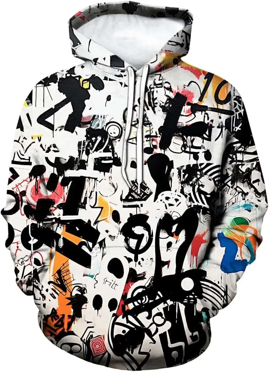 Sweat-shirt à capuche avec lettres Graffiti colorées pour hommes et femmes, nouveauté imprimée en 3D, Hip-Hop, pull, Streetwear, vêtements pour hommes