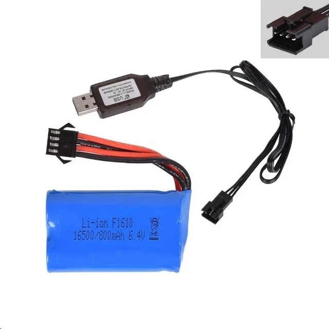 6.4v 800mAh Li-ion battery sp-4P plug 16500/USB charger for wltoys 18628 18629 18428 18429 1/18 RC car