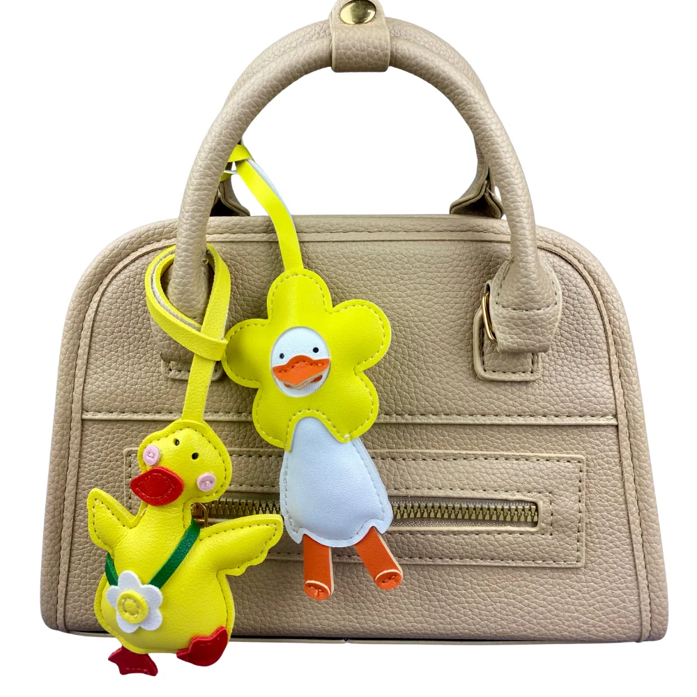 Handmade Leather Duck Charms - Flower & Duck Charms-Animal Bag Accessories for Gifts-PU Leather-Perfect For Women/Kids
