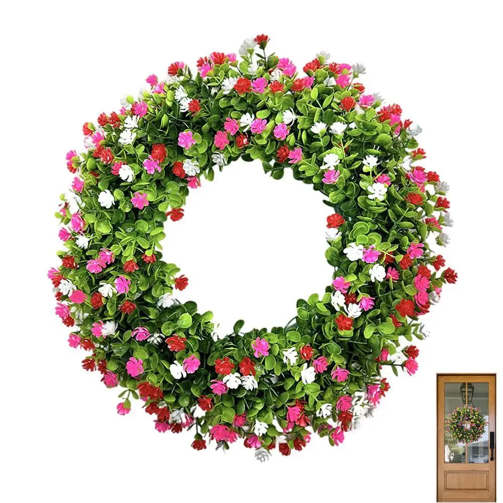 

Искусственный венок из эвкалипта 33 см, разноцветные искусственные цветы 28 см, красочная гирлянда для подвесного декора