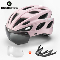 ROCKBROS Bike Helmet Women Lightweight Breathable With Goggles Magnetic Lens Adjustable Cycling Helmet MTB Road Bicycle Safety H