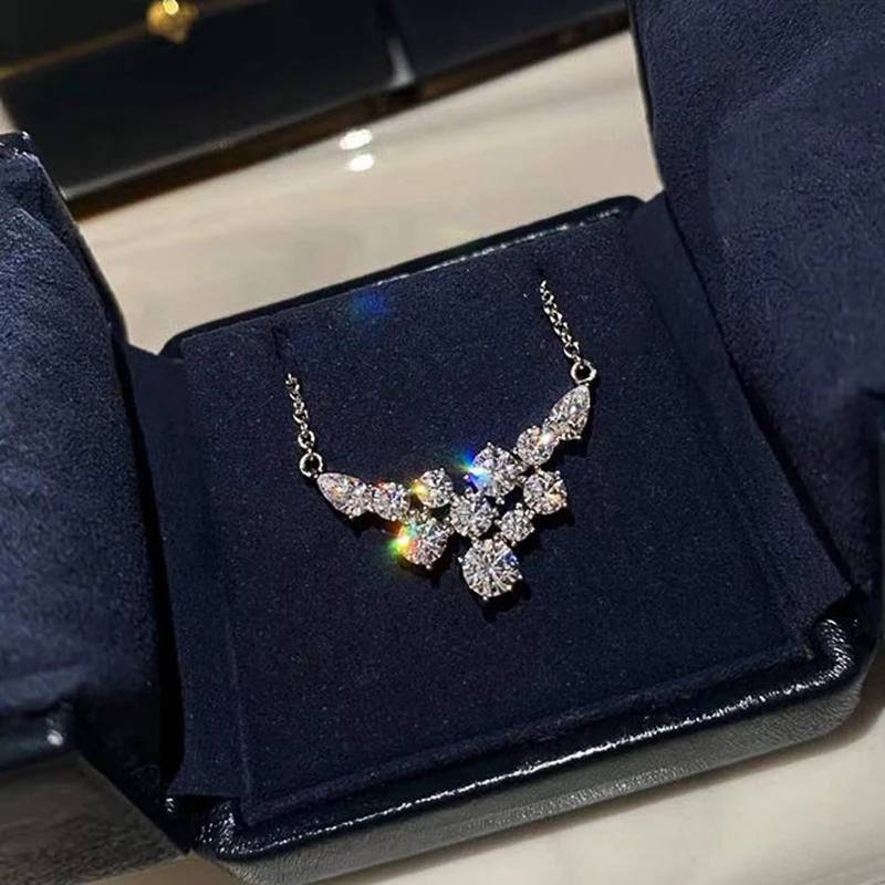 Huitan Gorgeous Women\'s Necklace Full with Cubic Zirconia Wedding Party Aesthetic Female Neck Accessories New Fashion Jewelry