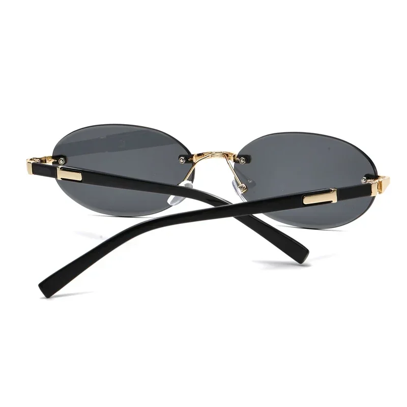 2024 Trendy Eye Protection Sunglasses Stylish Gradient Lens Outdoor Shades Luxury Brand Frameless Small Black Vintage Glasses
