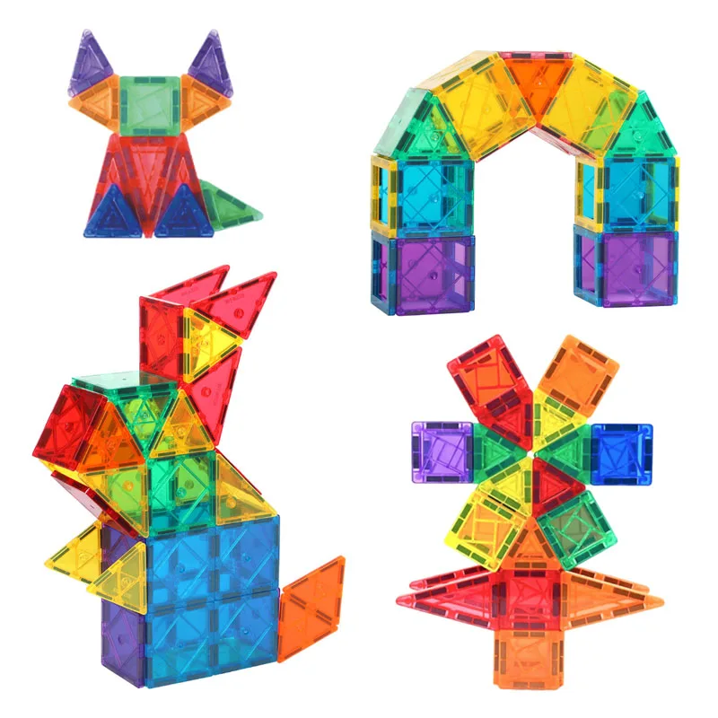 26-60PCS Magnet Building Blocks Mini Bagnetic Tiles 3.75CM Colorful Window Pieces Magnet Sheet Magnetic Block