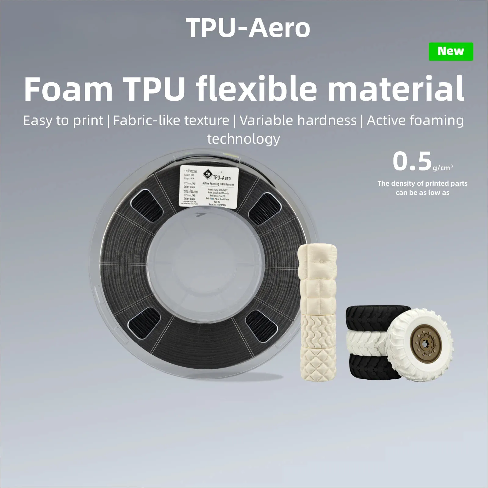 

TPU-Aero Medium-hardness Active Foaming Low Weight TPU 3D Print Materialspecifically Developed for FFF Printing Technolo