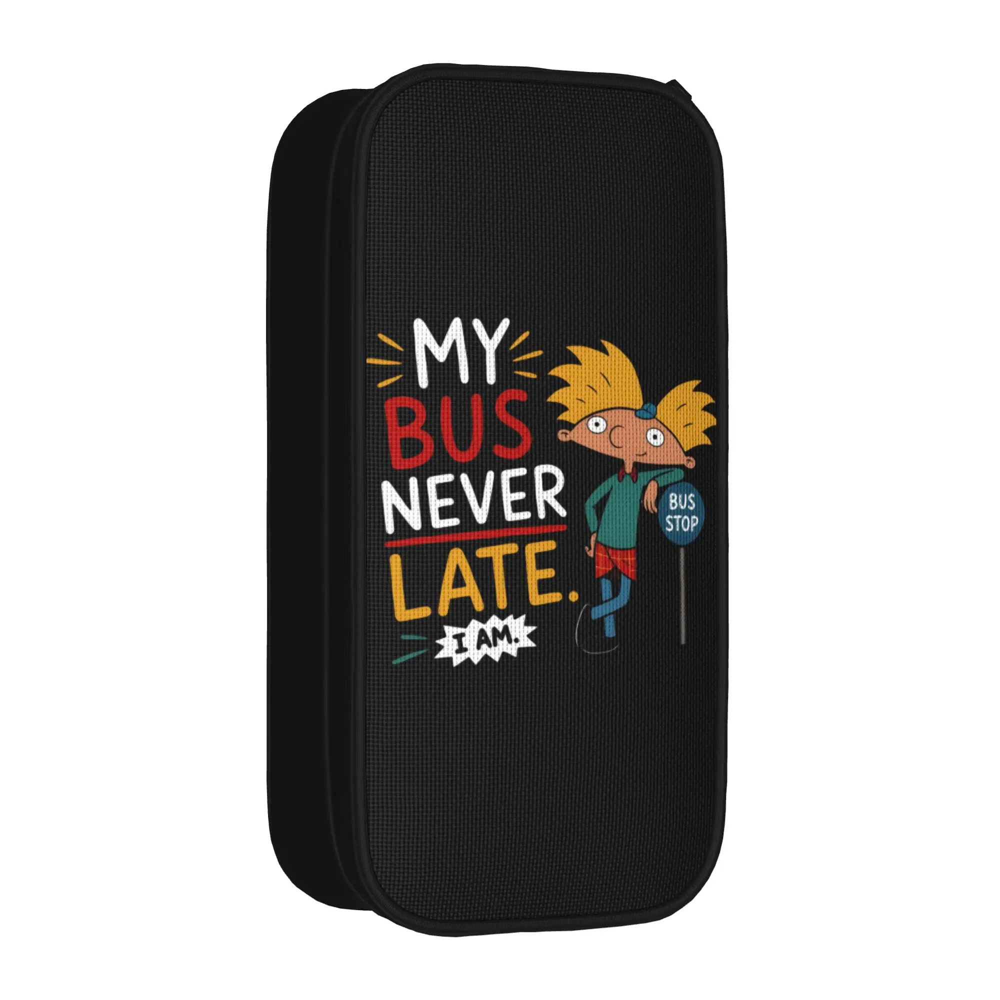 Cute Hey Arnolds Retro Bus Pass  Pencil Case  Pencil Box Pen Holder Large Storage Bag Students School Zipper Stationery