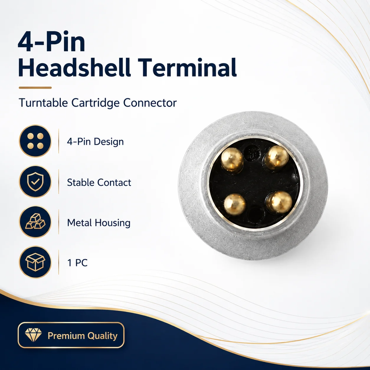 

4-Pin Headshell Connector Plug Gold Pins Turntable Tonearm Socket Stable Signal Vinyl Player Accessories