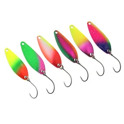 6PCS/lot 40mm 5g Metal Jig Fishing Lures Spoons Sequins Bait Casting Jig Lures with Single Hook Trout Bass Fishing Tackle