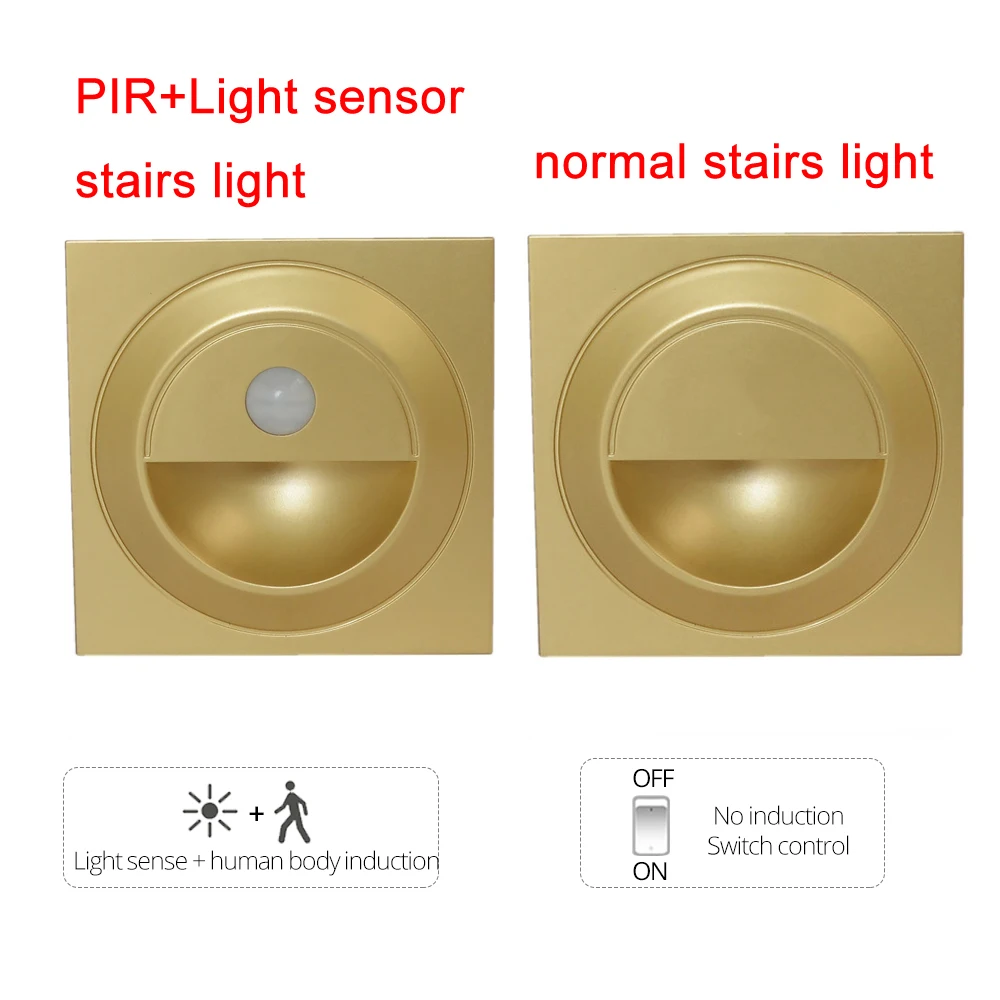 86Type Wall Stairs Light 1.5W LED Step Lamp Human Motion PIR Sensor Stairway Corridor Foyer Lighting Eu Standard Night Footlight