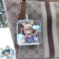 Clear Mini Outdoor Bag Transparent Kawaii Doll Pouch Organizer For Japanese Anime Button Cartoon Badge DIY Figure Nendoroid Toys