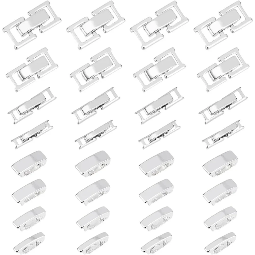 

32 шт., 8 стилей, латунные складные застежки, серебряный ремешок для часов, застежки, браслет, удлинитель ювелирных изделий, складной удлинитель, застежки, набор для изготовления