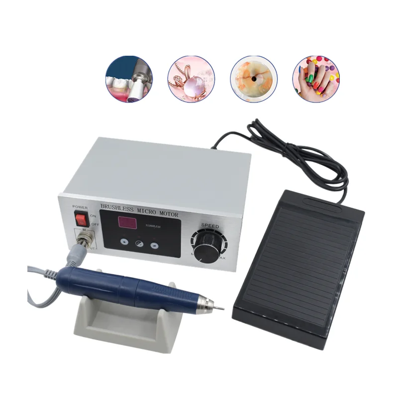 Dental Lab Equipment Electric Micromotor Pedal Control Speed 70000rpm Hand Grinder for Denture Jewelry Nail Polishing Motor