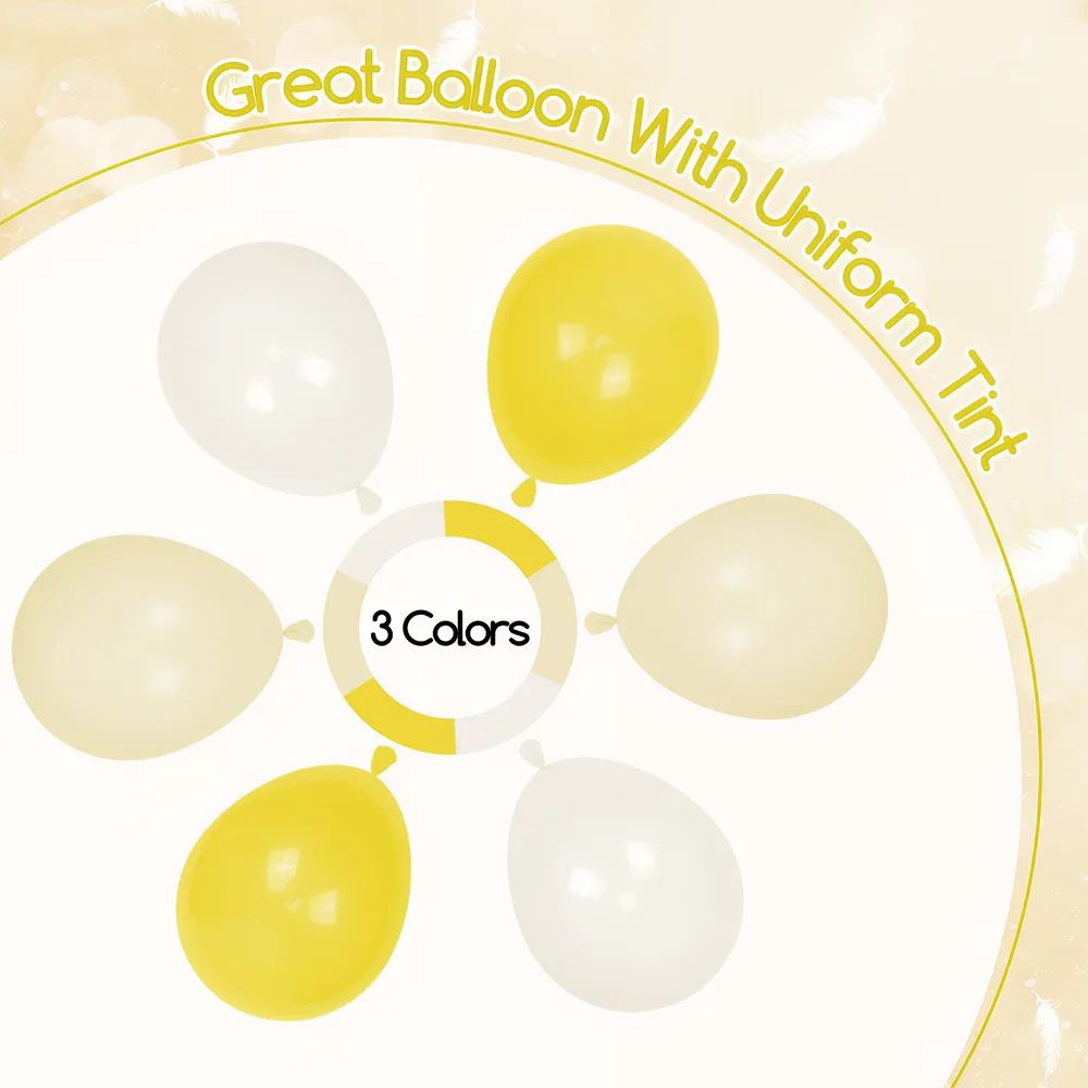 طقم قوس بالون أصفر مكون من 125 قطعة مع بالونات أصفر وأبيض باستيل لتزيين حفلات أعياد الميلاد على شكل نحلة الليمون #6