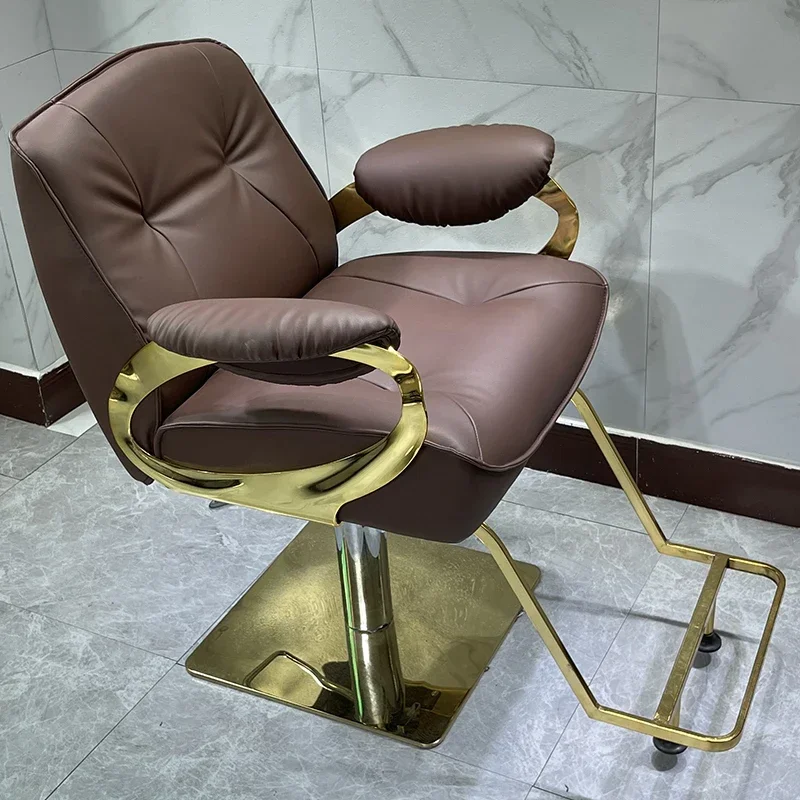 

v Stylist Professional Barber Chair Swivel Luxury Golden Rotating Hairdressing Chair Pedicure Cadeira Salon