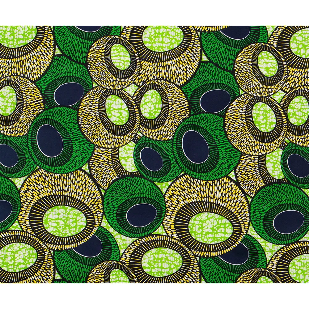 2024 Green Ankara African Wax Prints 100% Polyester Fabric Binta Real Wax High Quality 6 yard African Fabric for Party Dress