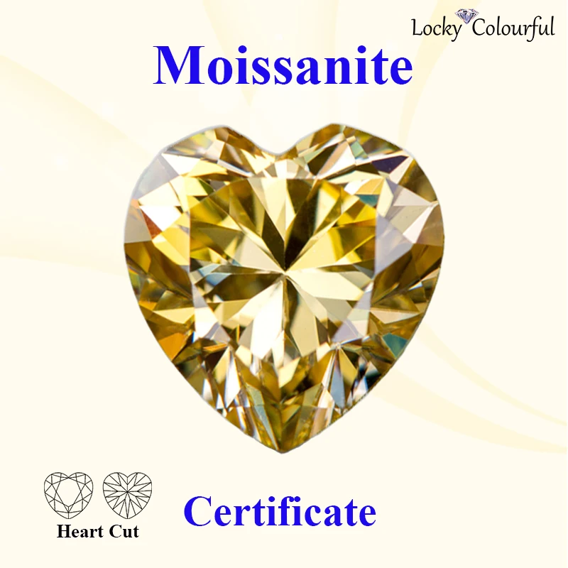 

Moissanite Heart Shape VVS1 Lemon Yellow Color Beads for Charms DIY Jewelry Making Necklace Main Material with GRA Certificate