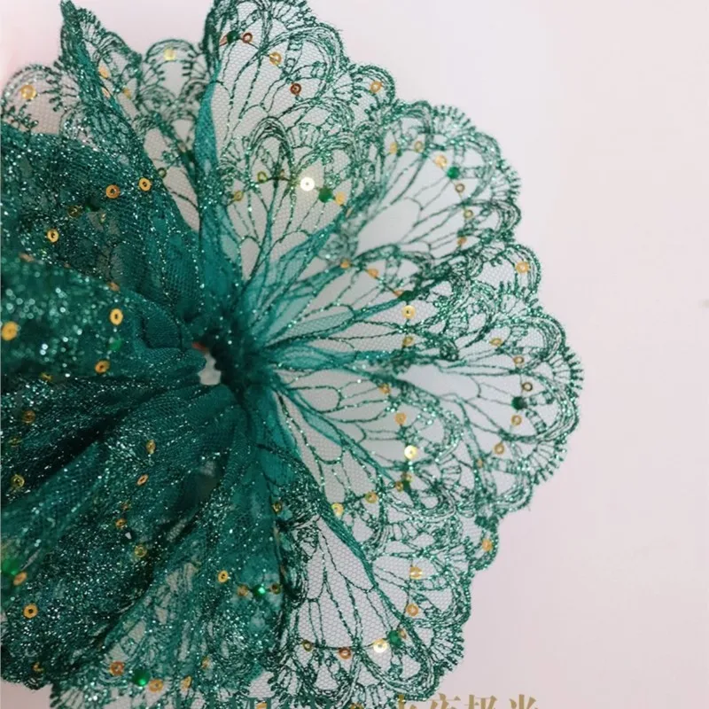 Handmade Special-Interest Design Lolita Style · Heavy Industry Shiny Embroidery Double Layer Hair Ring Accessories