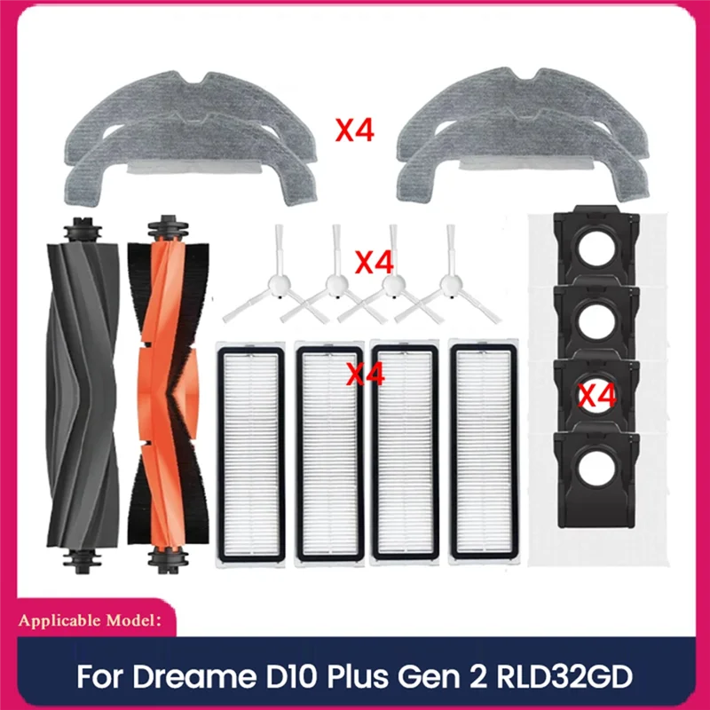 A86I-استبدال أجزاء ل Dreame D10 Plus Gen 2/RLD32GD أجزاء المكنسة الكهربائية الجانب الرئيسي فرشاة تصفية كيس لجميع الغبار ممسحة القماش
